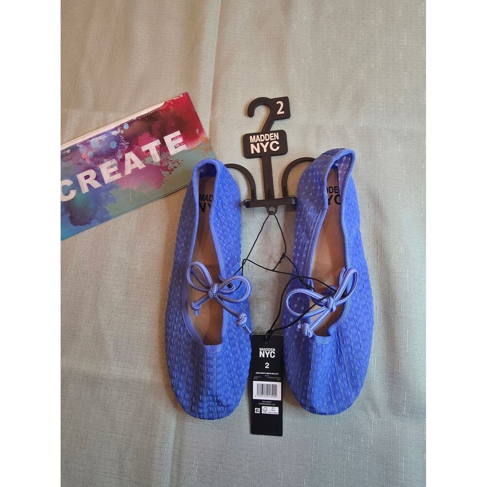 Madden NYC Girls' Blue Bow Ballet Flats Size 2